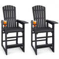 Set of 2 Outdoor 29 Inch Height Bar Stool with Backrest and Armrests-Black - Black - Patio Bar Furniture