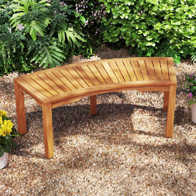 Set of 2 Outdoor Bench Acacia Wood Curved Garden Bench 2-Person - Natural - Outdoor Benches