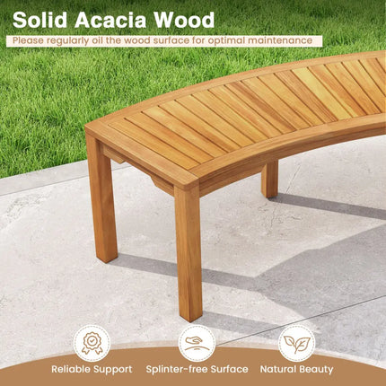 Set of 2 Outdoor Bench Acacia Wood Curved Garden Bench 2-Person - Natural - Outdoor Benches