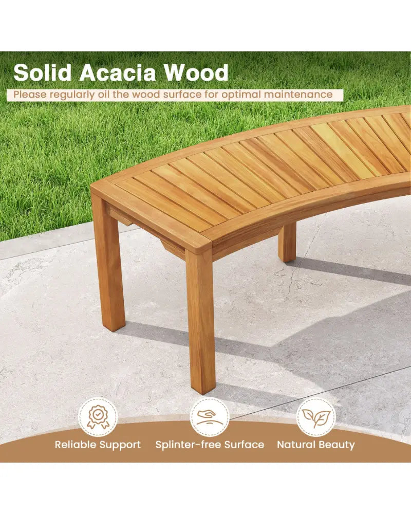 Set of 2 Outdoor Bench Acacia Wood Curved Garden Bench 2-Person - Natural - Outdoor Benches