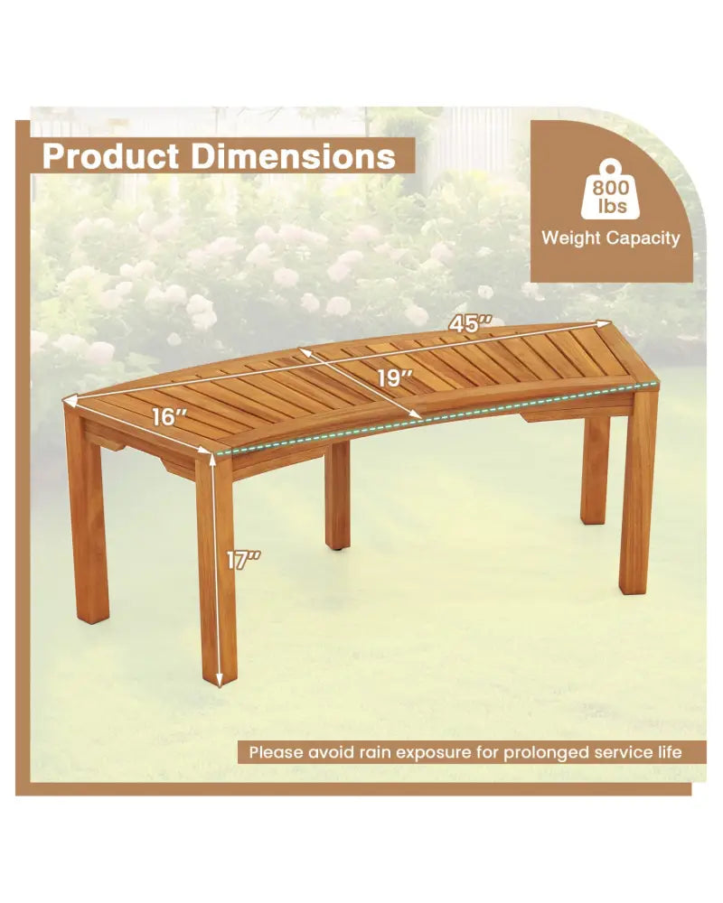 Set of 2 Outdoor Bench Acacia Wood Curved Garden Bench 2-Person - Natural - Outdoor Benches