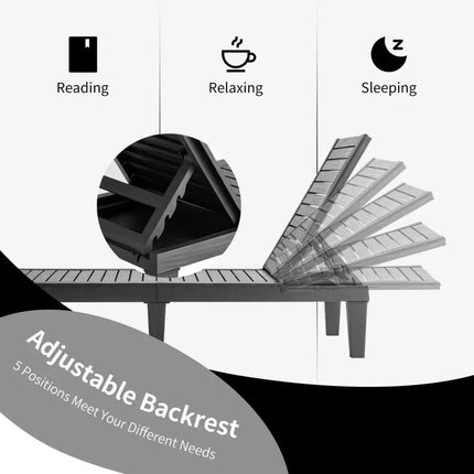 Set of 2 Outdoor Chaise Lounge Chair with 5 Positions Adjustable Backrest-Black - Black - Outdoor Chaise Lounges