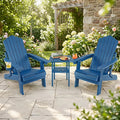 Set of 2 Outdoor Folding Adirondack Chair with Cup Holder and 5-Level Backrest-Navy - Navy - Adirondack Chairs
