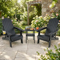 Set of 2 Outdoor Folding Adirondack Chair with Cup Holder and 5-Level Backrest-Black - Black - Adirondack Chairs
