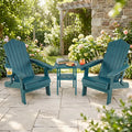 Set of 2 Outdoor Folding Adirondack Chair with Cup Holder and 5-Level Backrest-Green - Green - Adirondack Chairs