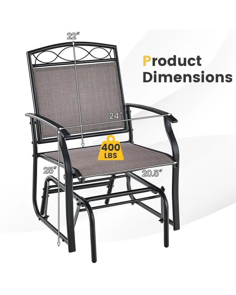 Set of 2 Outdoor Metal Glider Armchairs with Weather-resistant Fabric - Brown - Patio Rocking Chairs & Gliders