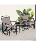 Set of 2 Outdoor Metal Glider Armchairs with Weather-resistant Fabric - Brown - Patio Rocking Chairs & Gliders