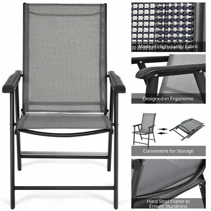 Set of 2 Outdoor Patio Folding Chairs-Gray - Gray - Patio Dining Chairs