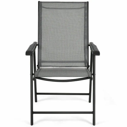 Set of 2 Outdoor Patio Folding Chairs-Gray - Gray - Patio Dining Chairs