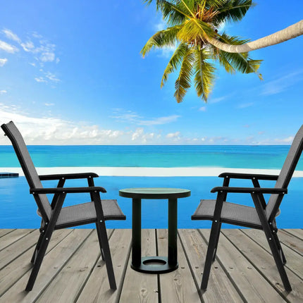 Set of 2 Outdoor Patio Folding Chairs-Gray - Gray - Patio Dining Chairs