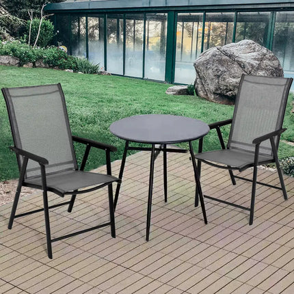 Set of 2 Outdoor Patio Folding Chairs-Gray - Gray - Patio Dining Chairs