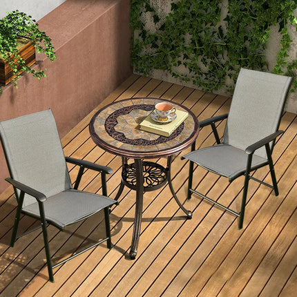 Set of 2 Outdoor Patio Folding Chairs-Gray - Gray - Patio Dining Chairs