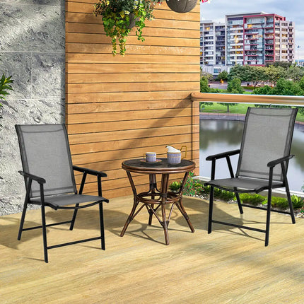 Set of 2 Outdoor Patio Folding Chairs-Gray - Gray - Patio Dining Chairs