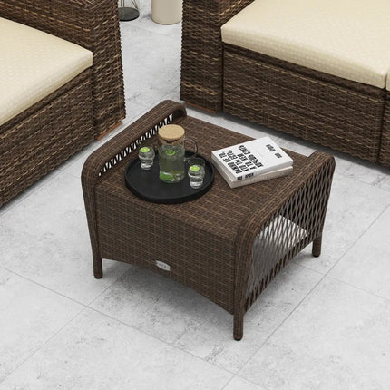 Set of 2 Outdoor Patio PE Wicker Ottomans with Removable Cushions-Beige - Beige - Outdoor Seating & Patio Chairs
