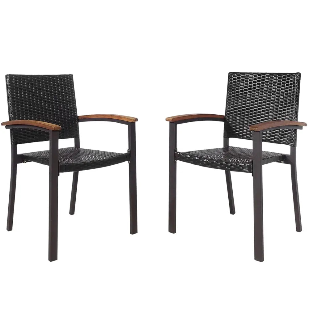 Set of 2 Outdoor Patio Wicker Dining Chairs - Patio Dining Chairs