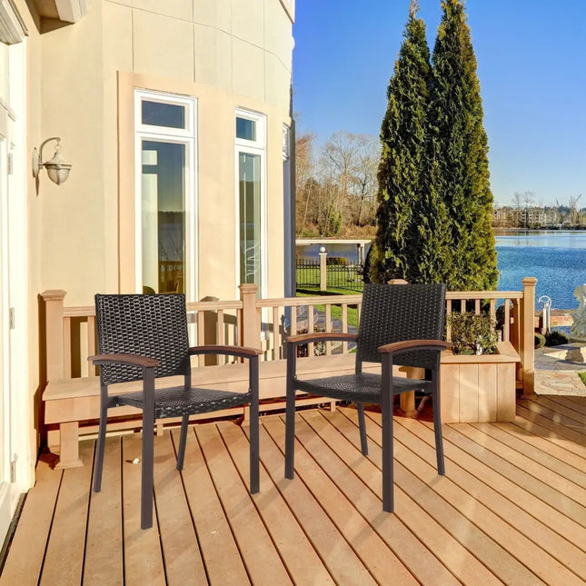 Set of 2 Outdoor Patio Wicker Dining Chairs - Patio Dining Chairs