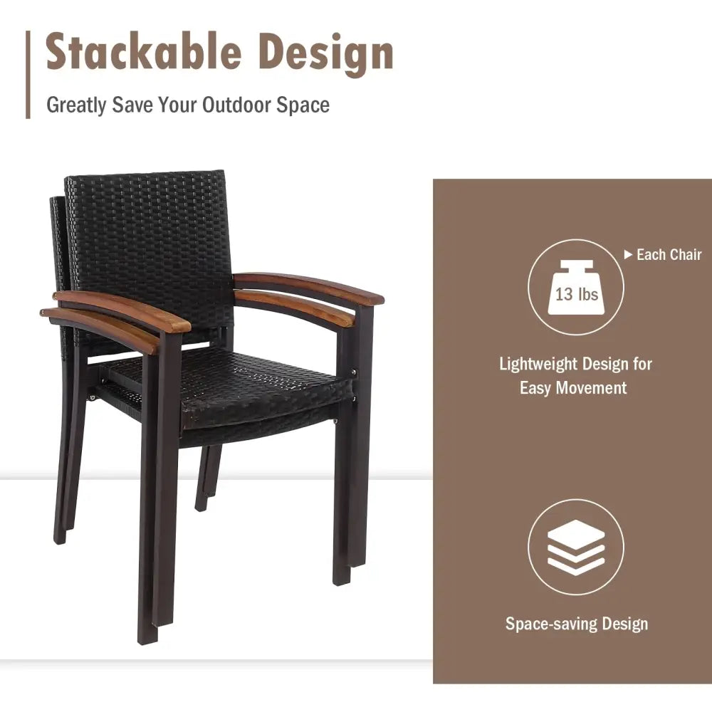 Set of 2 Outdoor Patio Wicker Dining Chairs - Patio Dining Chairs