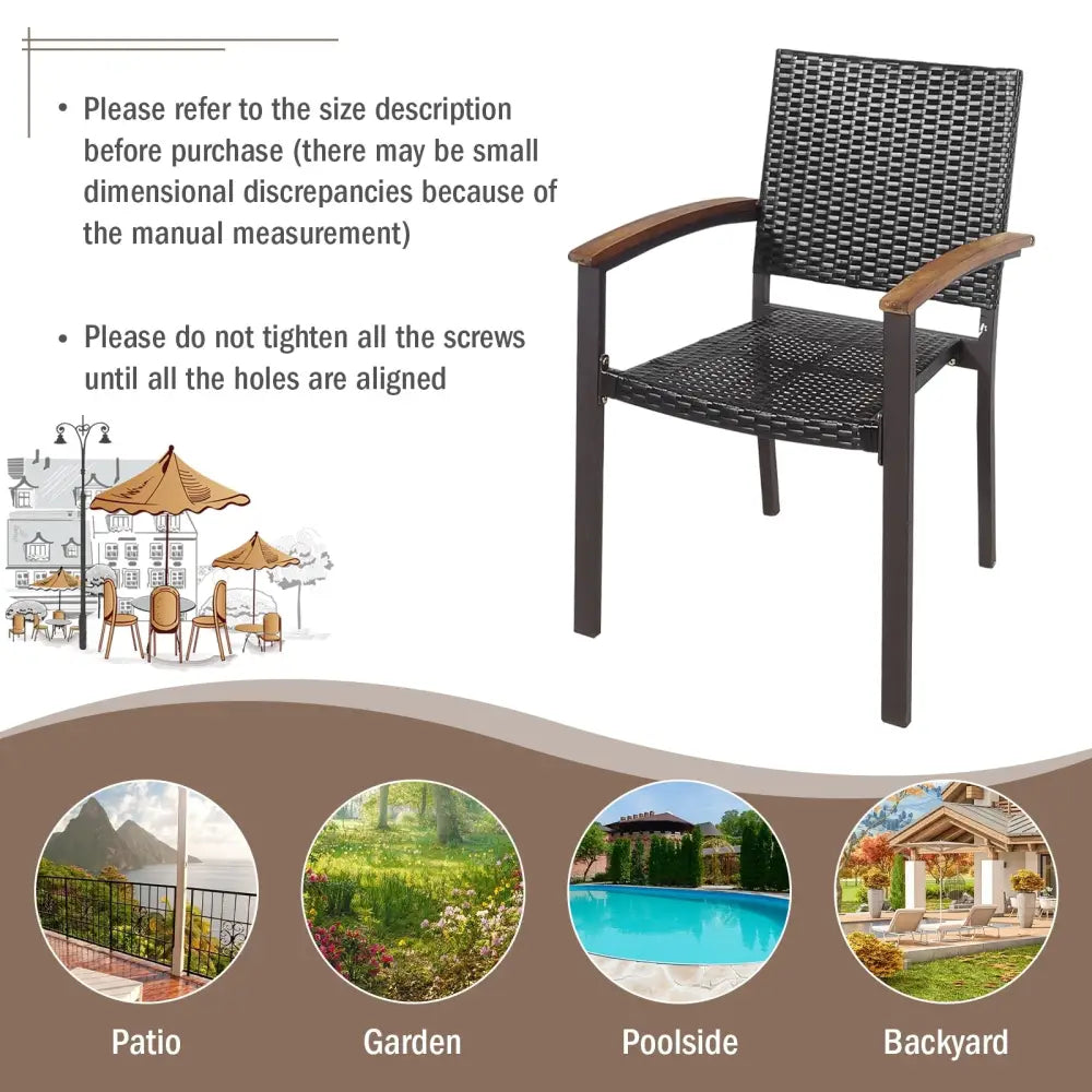 Set of 2 Outdoor Patio Wicker Dining Chairs - Patio Dining Chairs