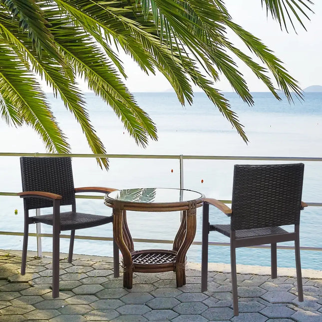 Set of 2 Outdoor Patio Wicker Dining Chairs - Patio Dining Chairs