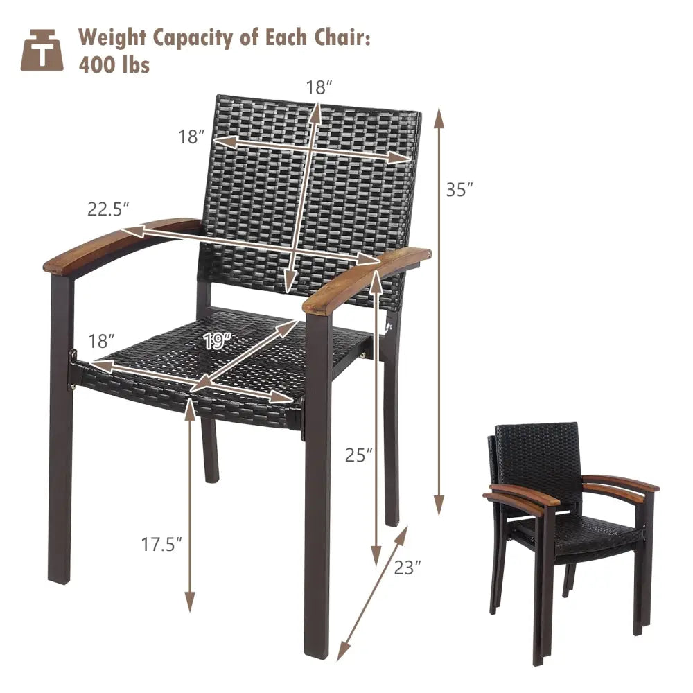 Set of 2 Outdoor Patio Wicker Dining Chairs - Patio Dining Chairs