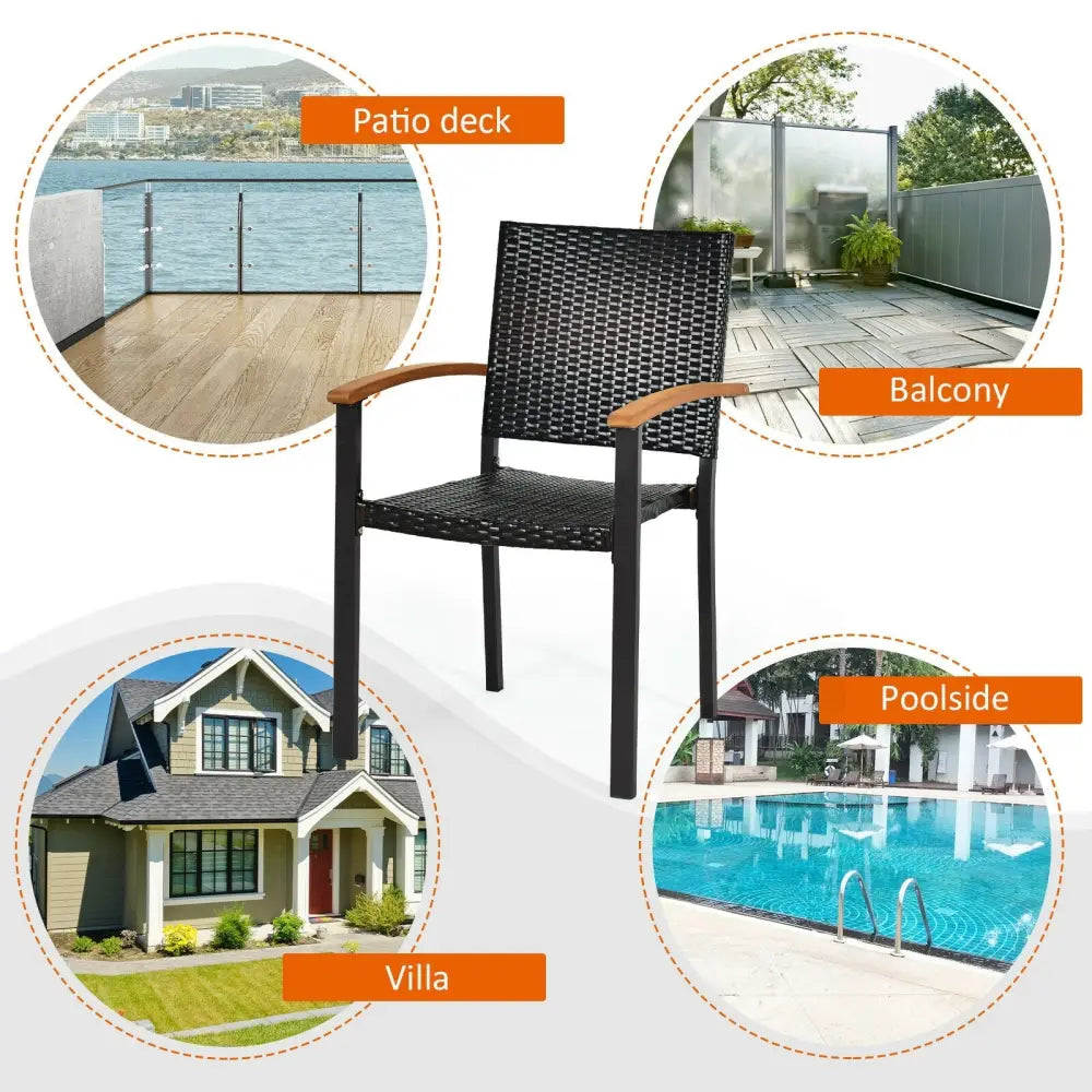 Set of 2 Outdoor Patio Wicker Dining Chairs - Patio Dining Chairs