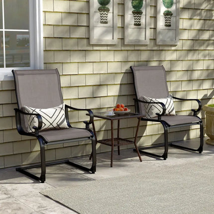 Set of 2 Patio Chairs with Quick-drying and Breathable Fabric for Backyard-Gray - Gray - Patio Dining Chairs