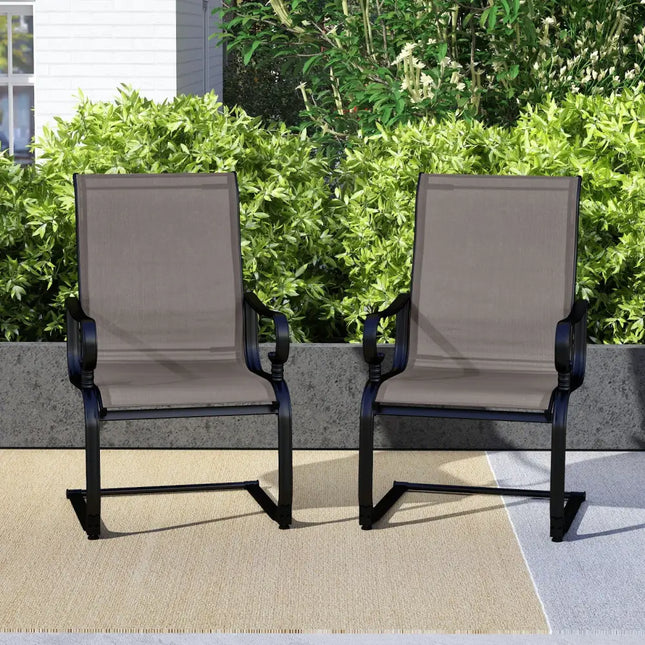 Set of 2 Patio Chairs with Quick-drying and Breathable Fabric for Backyard-Gray - Gray - Patio Dining Chairs