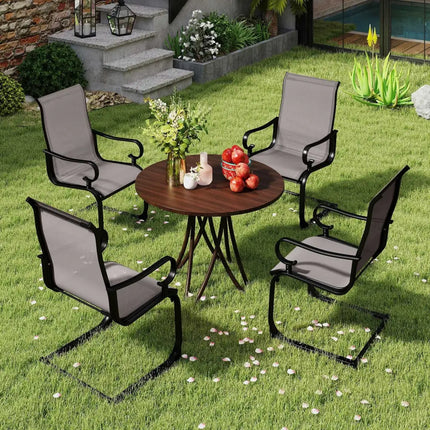 Set of 2 Patio Chairs with Quick-drying and Breathable Fabric for Backyard-Gray - Gray - Patio Dining Chairs