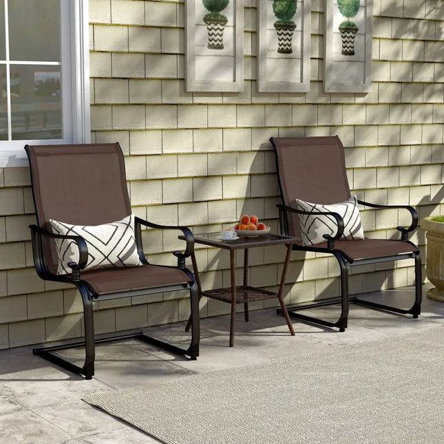 Set of 2 Patio Chairs with Quick-drying and Breathable Fabric for Backyard-Brown - Brown - Patio Dining Chairs