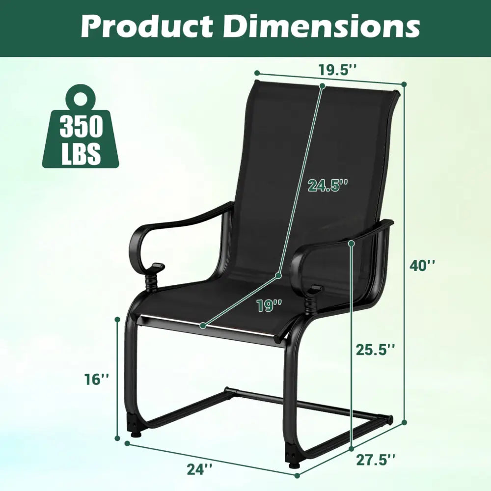 Set of 2 Patio Chairs with Quick-drying and Breathable Fabric for Backyard-Black - Black - Patio Dining Chairs