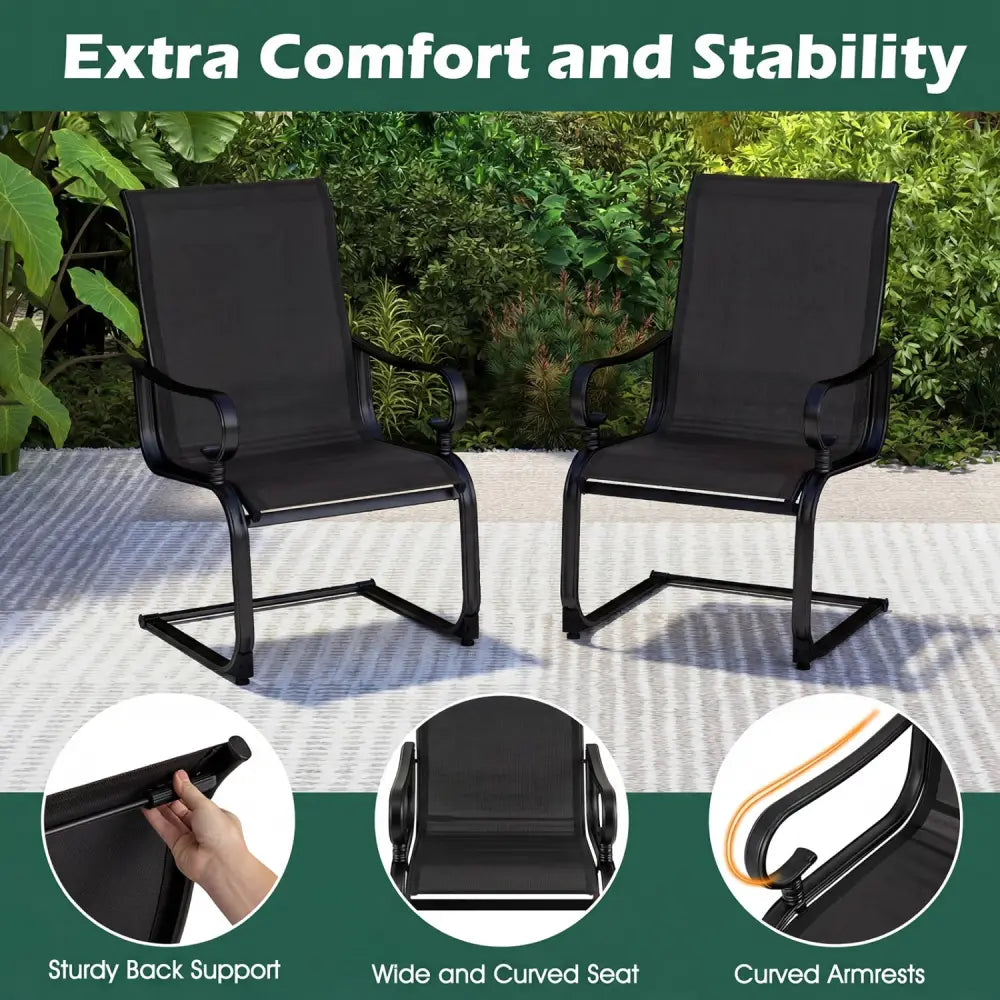Set of 2 Patio Chairs with Quick-drying and Breathable Fabric for Backyard-Black - Black - Patio Dining Chairs