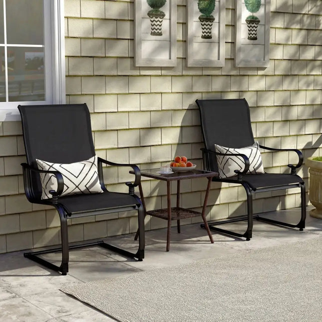 Set of 2 Patio Chairs with Quick-drying and Breathable Fabric for Backyard-Black - Black - Patio Dining Chairs