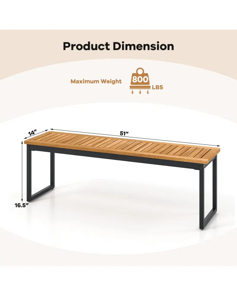 Set of 2 Patio Dining Bench for 2-3 Person Indoor Outdoor - Natural - Outdoor Benches