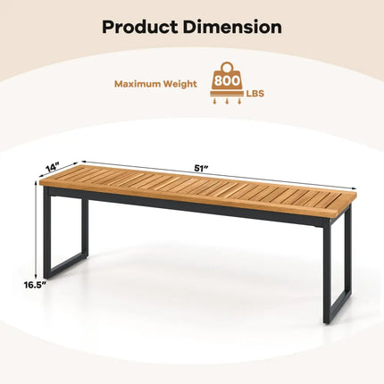 Set of 2 Patio Dining Bench for 2-3 Person Indoor Outdoor - Natural - Outdoor Benches