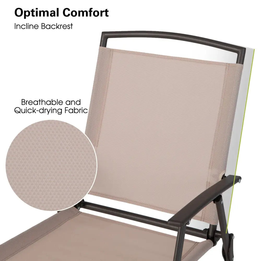 Set of 2 Patio Dining Chairs with Armrests and Rustproof Steel Frame-Beige - Beige - Patio Dining Chairs