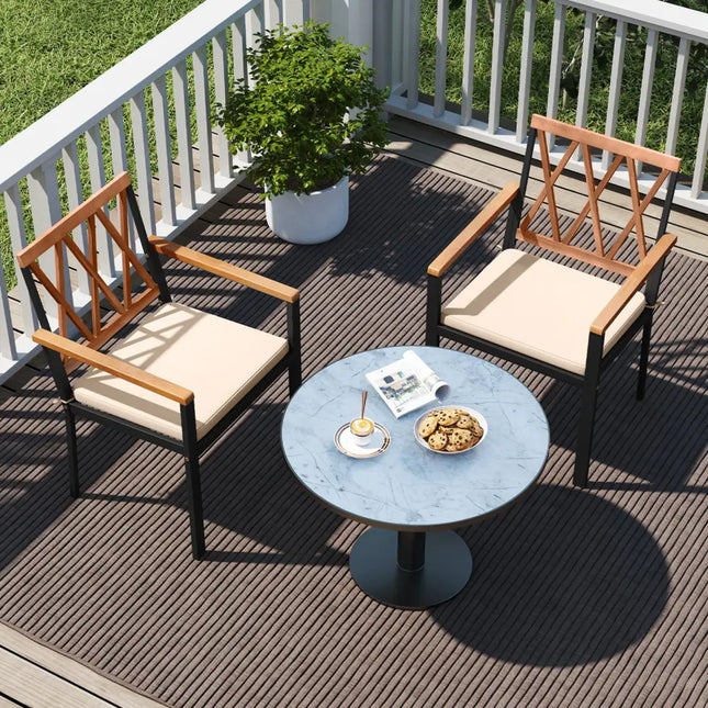 Set of 2 Patio Dining Chairs with Removable Padded Cushions-18 Inches - Patio Dining Chairs