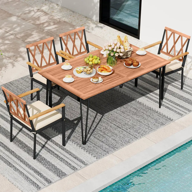 Set of 2 Patio Dining Chairs with Removable Padded Cushions-18 Inches - Patio Dining Chairs