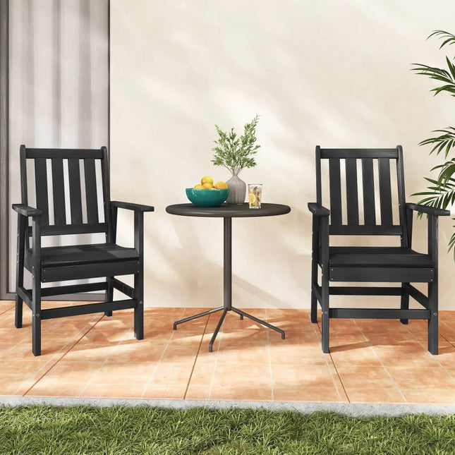 Set of 2 Patio Dining Chairs with Wide Armrests-Black - Black - Patio Dining Chairs