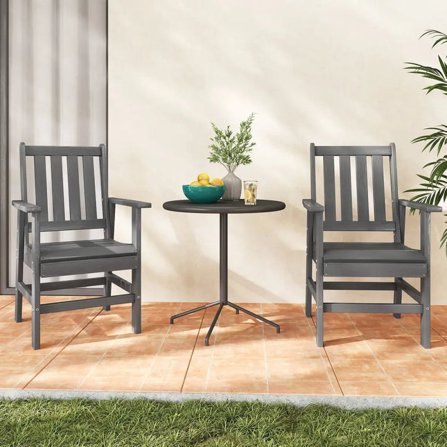 Set of 2 Patio Dining Chairs with Wide Armrests-Gray - Gray - Patio Dining Chairs