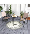 Set of 2 Patio Folding Bar-Height Chairs with Armrests and Quick-Drying Seat-Beige - Beige - Patio Bar Furniture