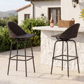 Set of 2 Patio Swivel Bar Stools with Rattan Seat 400 LBS for Garden-Brown - Brown - Patio Bar Furniture