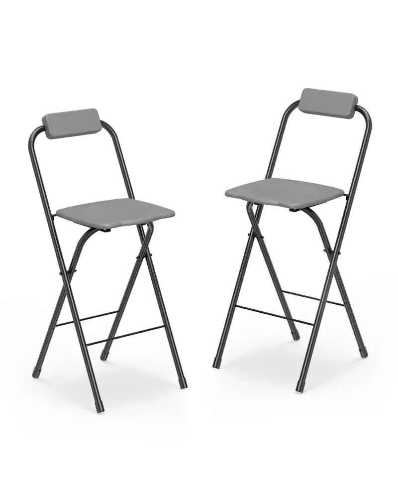 Set of 2 Portable Bar Height Stools with Ergonomic Seat and Comfortable Footrest-Black - Black - Patio Bar Furniture