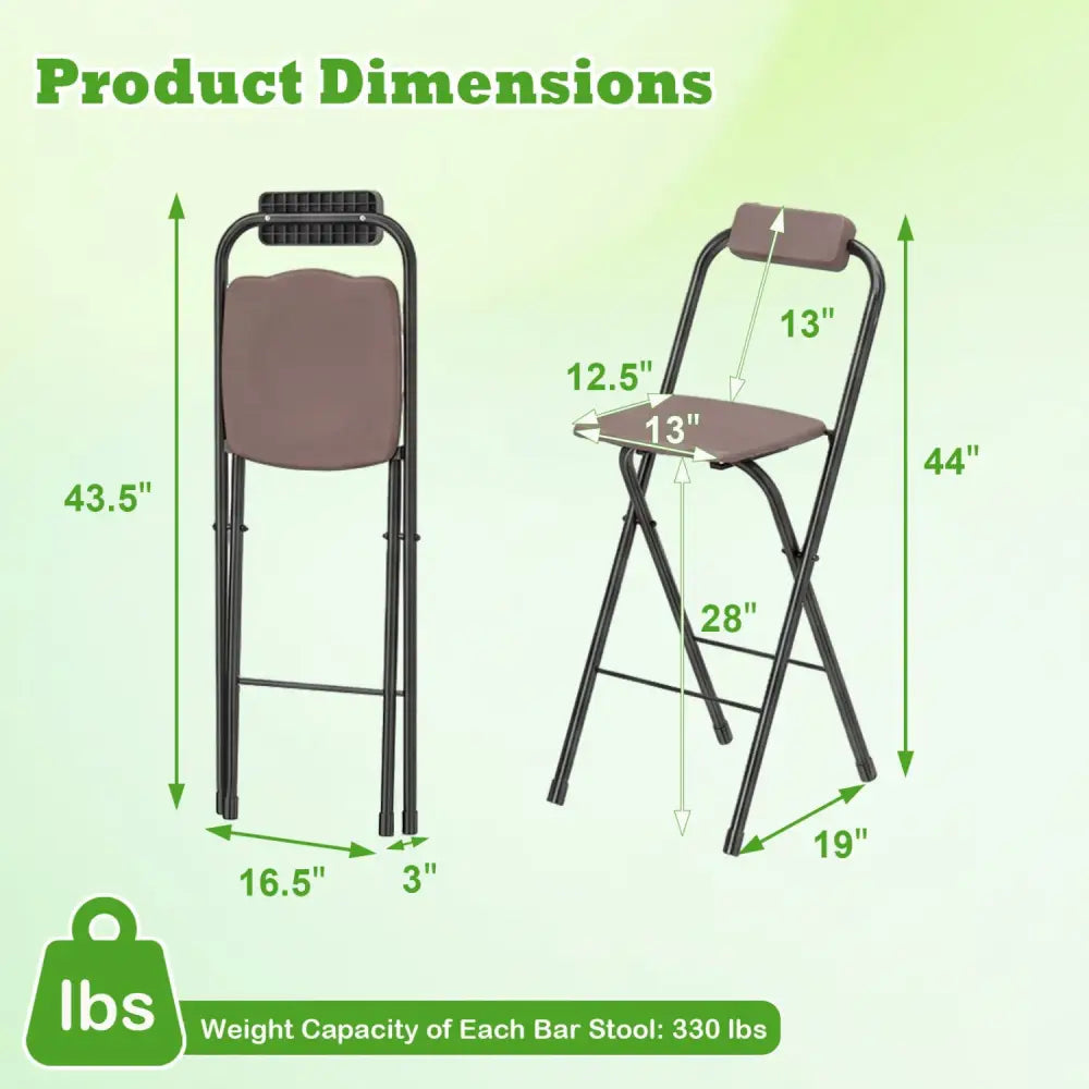 Set of 2 Portable Bar Height Stools with Ergonomic Seat and Comfortable Footrest-Brown - Brown - Patio Bar Furniture