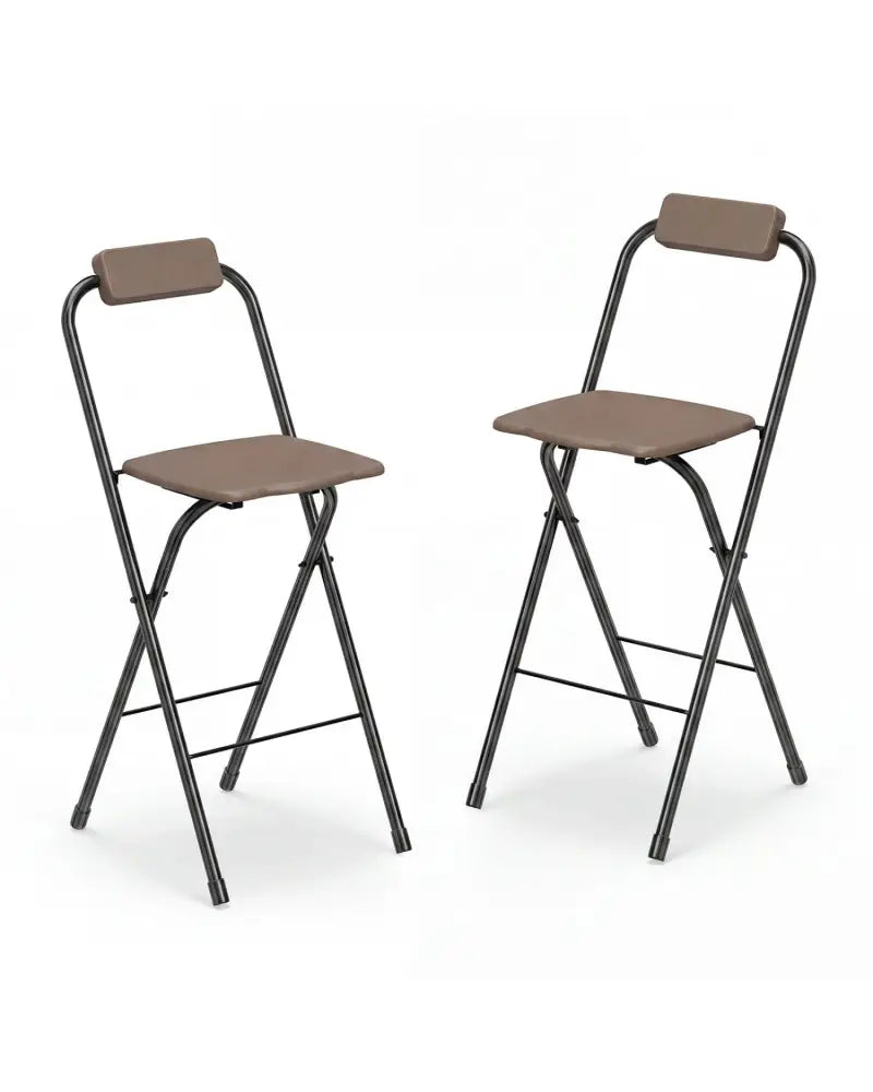 Set of 2 Portable Bar Height Stools with Ergonomic Seat and Comfortable Footrest-Brown - Brown - Patio Bar Furniture
