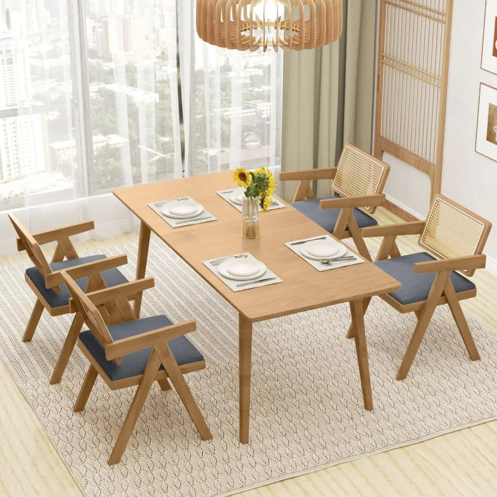 Set of 2 Rattan Accent Chairs with Padded Cushion and Rubber Wood Frame-Gray - Gray - Accent Chairs