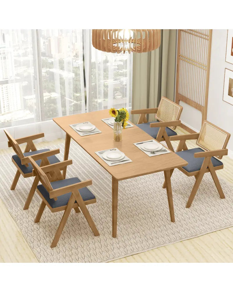 Set of 2 Rattan Accent Chairs with Padded Cushion and Rubber Wood Frame-Gray - Gray - Accent Chairs