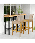 Set of 2 Rattan Patio Wood Barstools Dining Chairs with Backrest-Set of 2 - Light Brown - Patio Dining Chairs