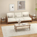 Set of 2 Rattan Round Side End Table with Tempered Glass Tabletop-Walnut - Walnut - End & Side Tables