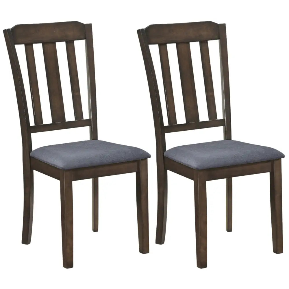 Set of 2 Rubber Wood Dining Room Chairs with Comfortable Backrest-Brown - Brown - Dining Chairs