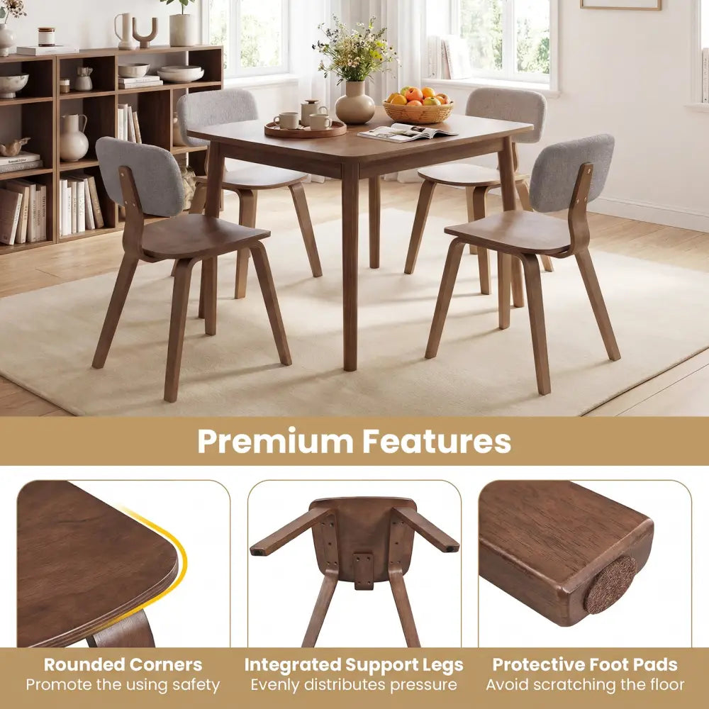 Set of 2 Rubber Wood Dining Room Chairs with Teddy Velvet Padded Backrest-Walnut - Walnut - Dining Chairs